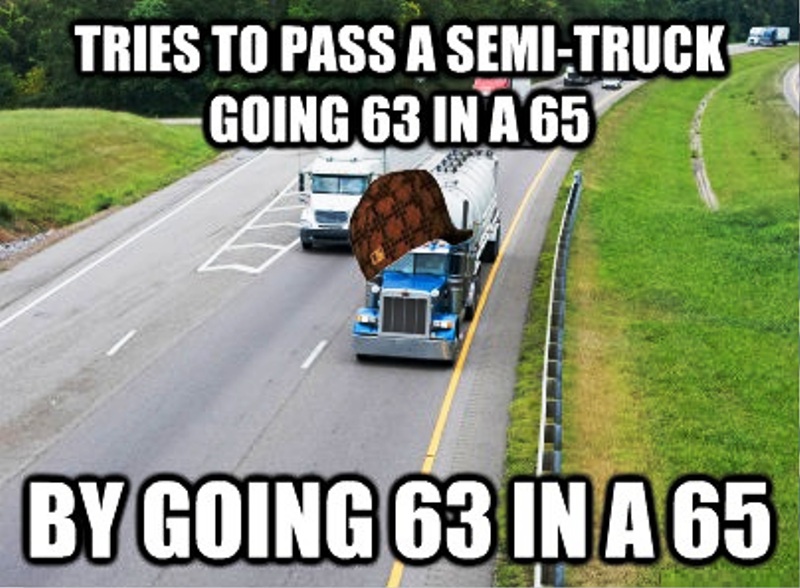 Tries To Pass A Semi Truck